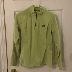The North Face lime green thin fleece quarter zip
